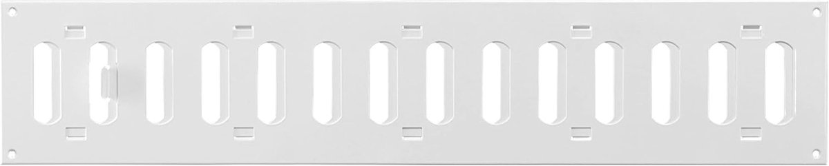 Ventilatierooster Plaatstaal - Afsluitbaar Rooster - Gecontroleerde Luchtcirculatie - Traploze Lamellen - 500 x 100 mm - Wit