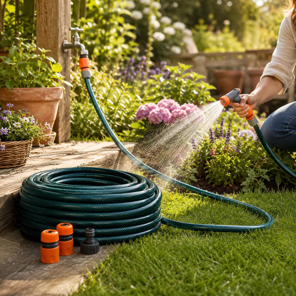 Pro Garden Tuinslang - 15 meter - groen - tot 8 bar - incl. koppelstukken - tuin bewateren – foto 6