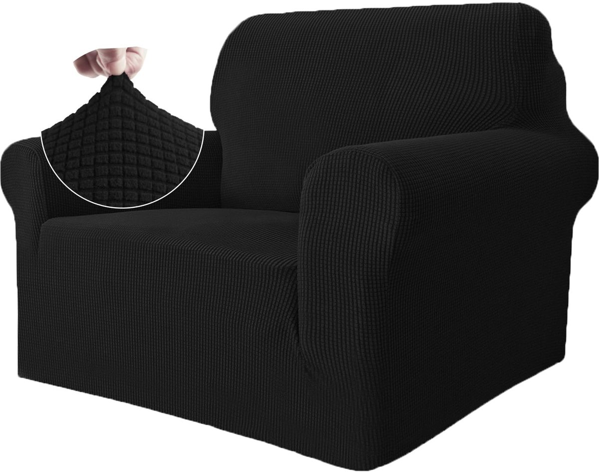 Stretch Bankhoes 1 Zit, Elastische Bankhoezen Voor Woonkamer, 1 Stuks Universele Rekbare Armsteun Sofahoes Met Anti-slip Schuim, Krasbestendig Meubelhoes Voor Bank, Zwart