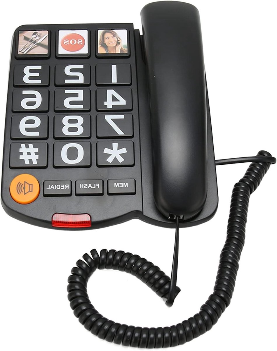 Vaste Telefoon - Senioren Telefoon - Eenvoudig Bellen - Grote Knoppen - N.v.t. - Zwart