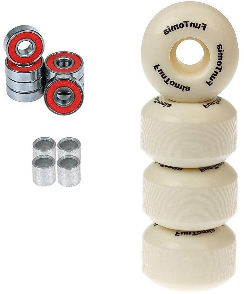Skateboard Wielen - Roller Set - Skaten en Cruisen - ABEC-9 Kogellagers - 53 mm x 34 mm - Wit