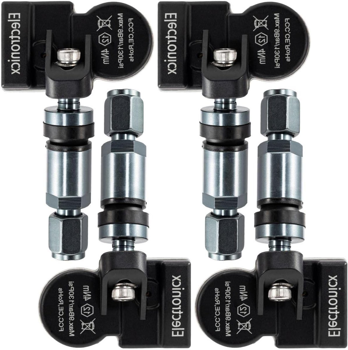Banden Druk Sensoren - TPMS RDKS - Voertuig Veiligheid - Voorgeprogrammeerd Plug & Play - 4 Stuks - Donkergrijs