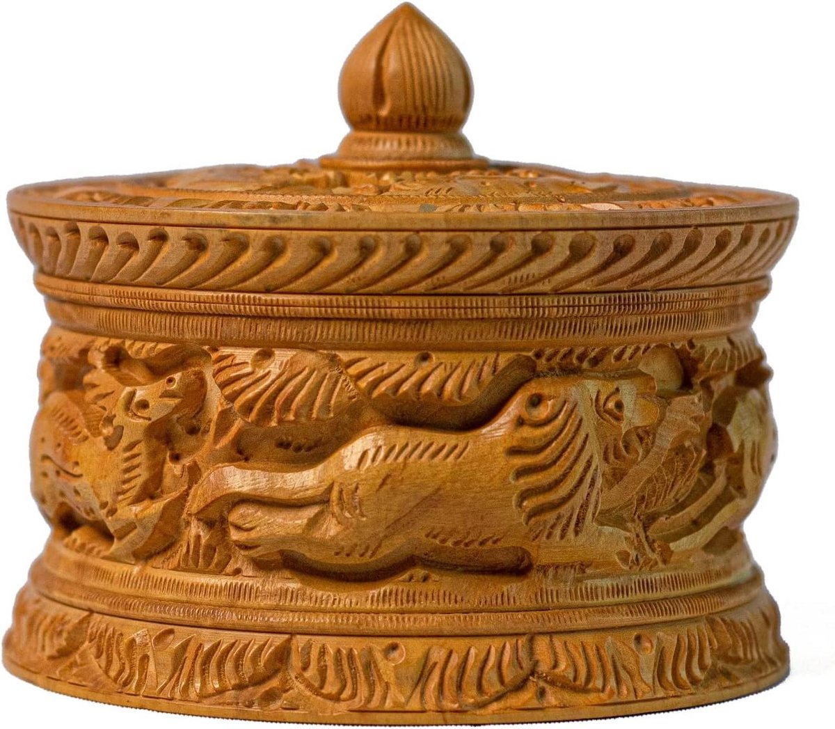 Houten Opbergdoos - Sieraden Organizer - Decoratie Opslag - Handgesneden Olifant - 12.7 cm - Brons