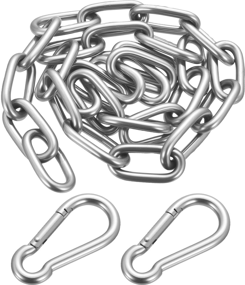 stalen kettingen, 1 meter zware kettingschakels, metalen veiligheidsketting, 6 mm stalen gelaste schakelkettingen voor hek, poort, deur, fiets, schommel, veiligheidsslot, lift, met