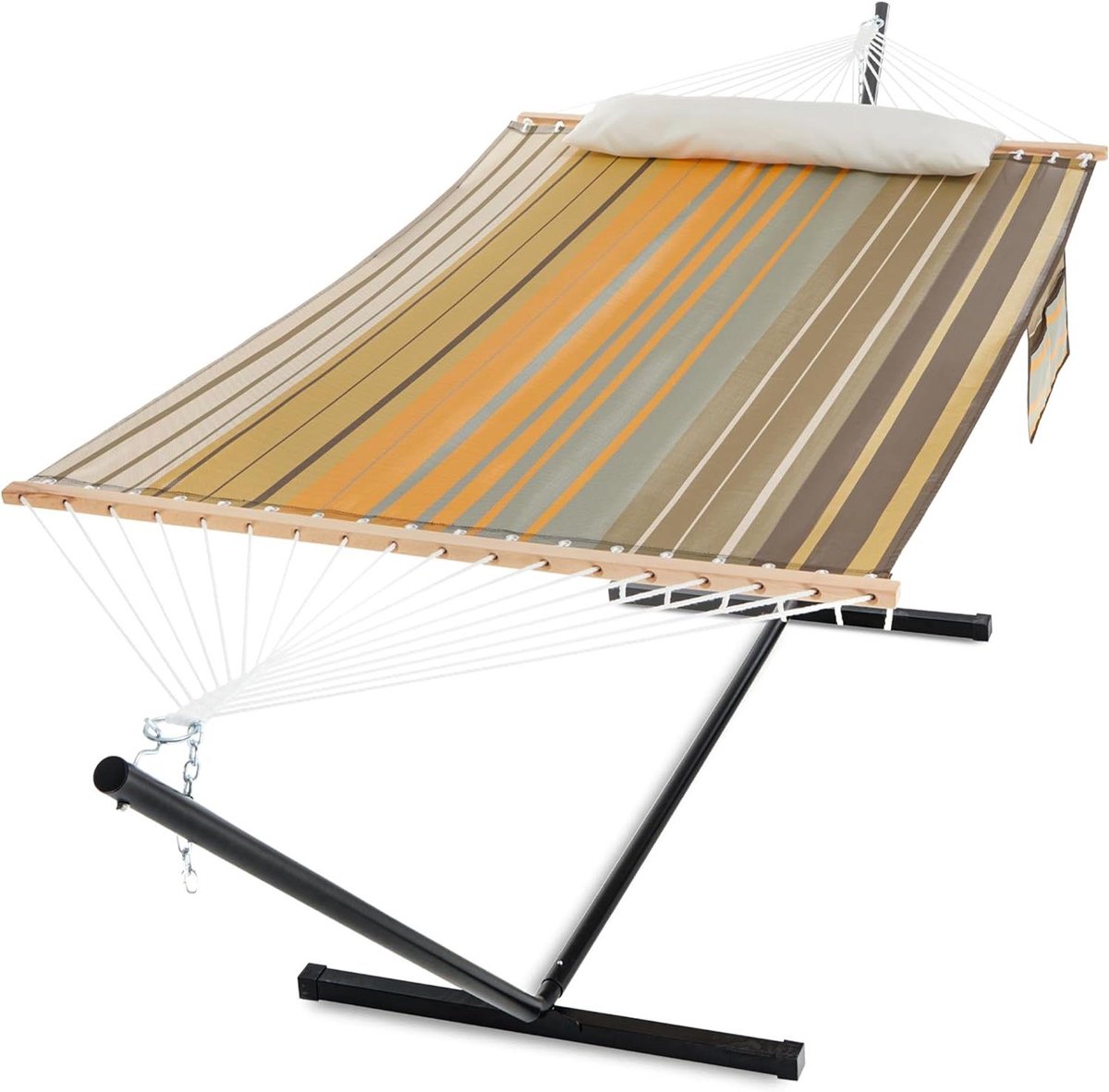 Dubbele Hangmat - Buiten Relaxen - Ontspannen in Tuin - Waterdicht Sneldrogend - 363 cm Lengte - Koffie