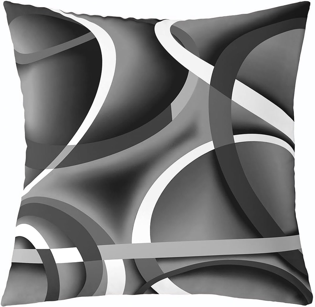 Kussenhoes, 40x40cm Grijs met witte lijnen Decoratief Kussen voor Tieners Modern Abstracte eenvoudige Stijl Kussenhoes