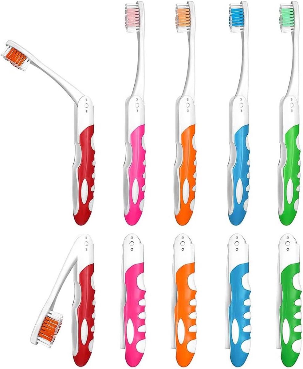 Opvouwbare Tandenborstels - Reis Tandenborstels - Hygiënisch Op Reis - Zachte Hoge Kwaliteit Borstels - 10 Stuks - Mix van Kleuren
