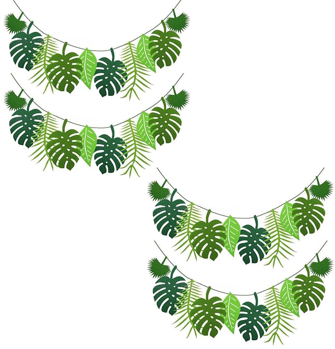 Bladeren slinger banner, groen, papier, jungle thema feestdecoratie