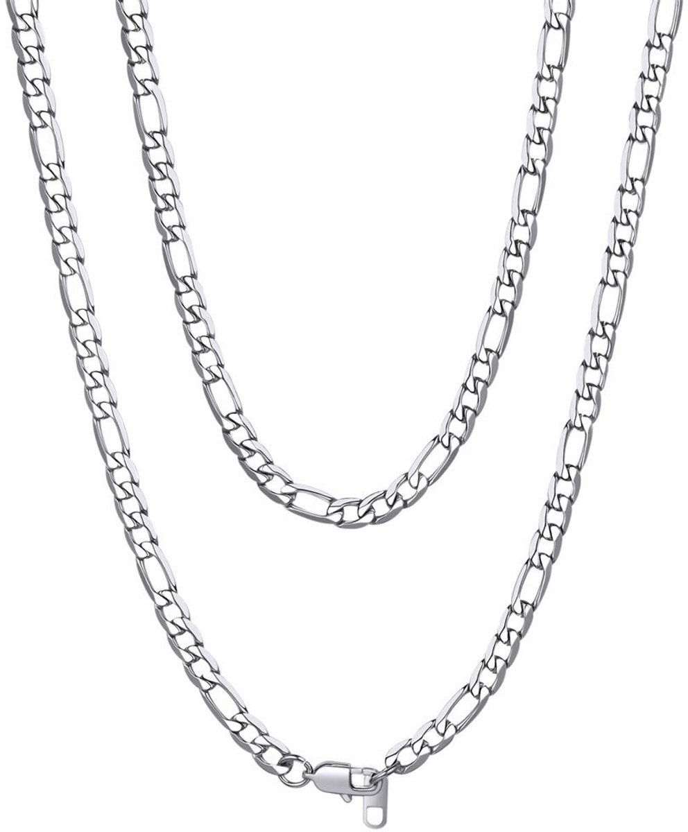 4/6/9/13 mm figaroketting, modieuze halsketting van roestvrij staal, zilver/18k verguld/zwart, coole halsketting (35,5 - 76 cm) voor modellen / hip pop rapper/dames en heren