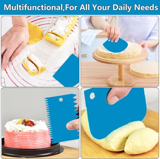 6 stuks deegkaarten, deegschrapers, kunststof silicone, deegsnijder, deegkaartset, spatel met anti-aanbaklaag, voor pizza, gebak, broodbakken, cake, bakaccessoires, schraper — afbeelding 5