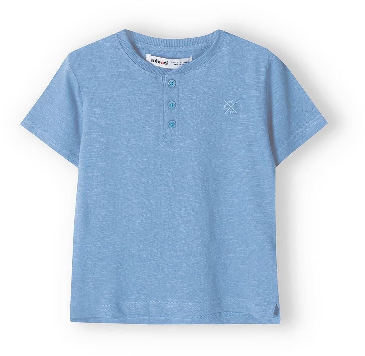 Minoti t-shirt jongens 100% katoen - henley met knoopjes korte mouwen
