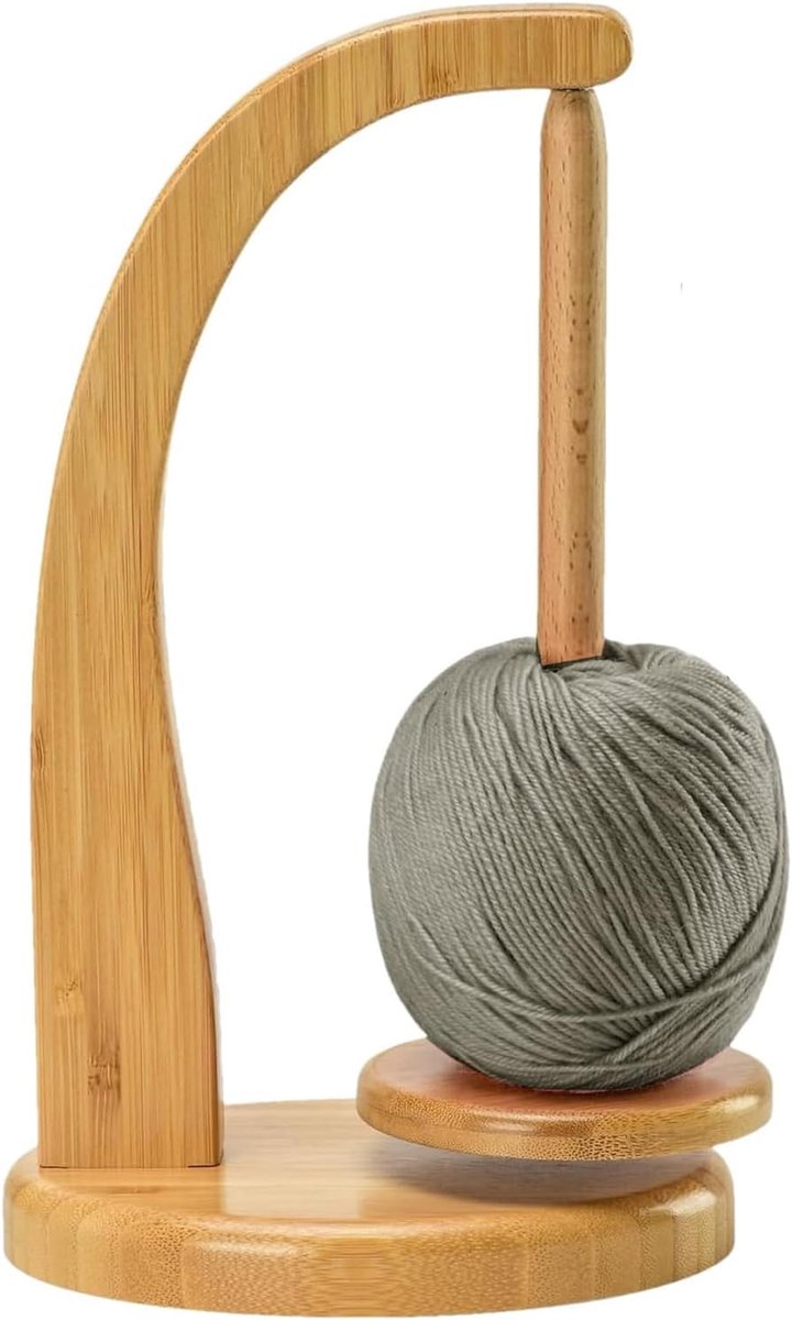Wollhaspel Roterende Magnetische Wolknoophouder, Garenwinder Garenrolhouder wolafwikkelaar hout Wolhouder wolwinder voor haken- en breiaccessoires-geschenken (lakkleur)