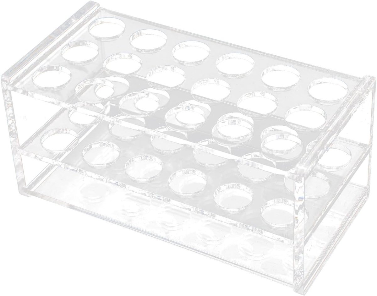Acryl testbuizenrek voor 18 buizen met gepolijste oppervlakken, ideaal voor laboratoria en thuisgebruik