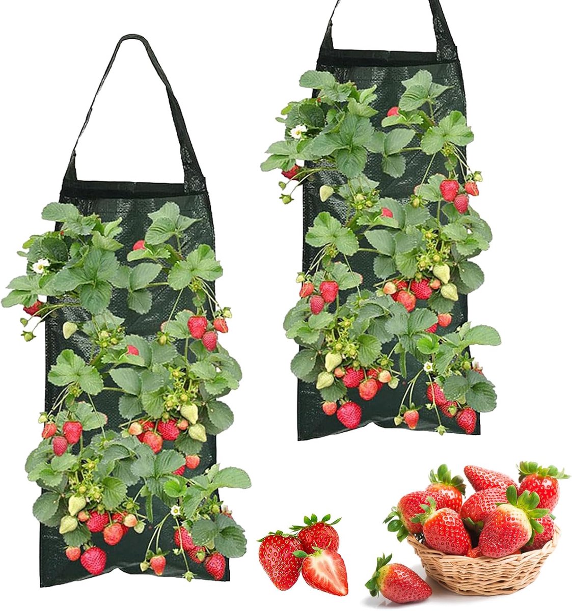 Zakken, hangende plantenzak met 8 gaten, ademende plantenzakken, plantenzak met handgrepen voor verticaal tuinieren – ideaal voor aardbeien, kruiden, bloemen en