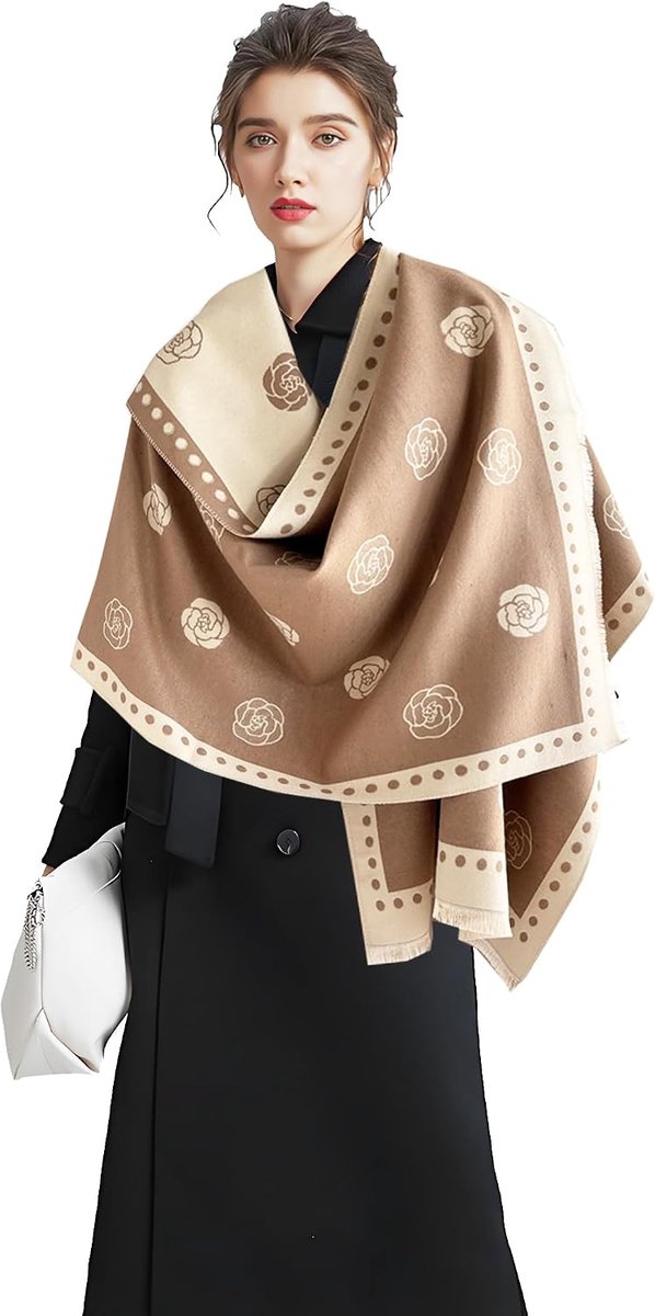 Winter Wollen Sjaal Zachte Warme Sjaal Pashmina Grote Herfst Winter Sjaal Plaque Bloemen Franse Mode Poncho Sjaal 185 x 65 cm