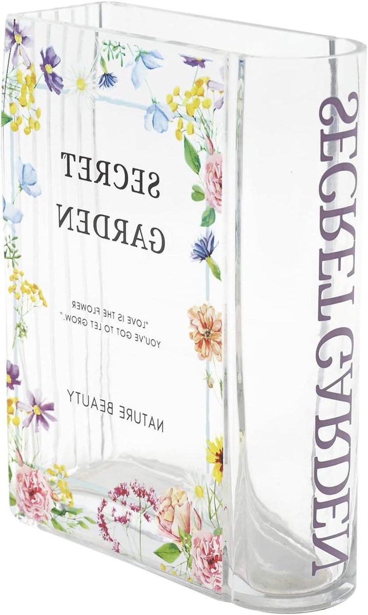 Glazen Boekenvaas - Boekenvazen Bloemen - Woonkamer Decoratie - Boekvormig Ontwerp - 15 x 5.5 x 20 cm - Helder