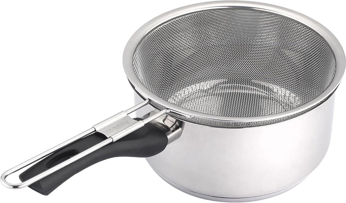 Frituurpan met Mandje - Koekenpan Sauteerpan - Lekker Eten Maken - Roestvrij Staal 18/10 - 18 cm - Zilverkleurig