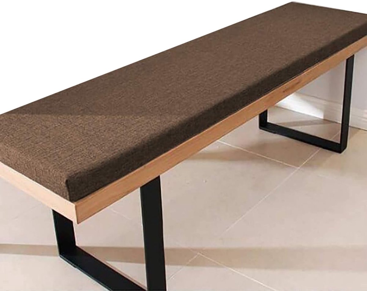 Bench Cush Pad met striklinten 5 cm dikke zitkussen voor binnen bont lange bank Cush 80 x 40/80 x 30/60x30 - tafel koffiekleur rugleuning matras (155 x 40 cm)