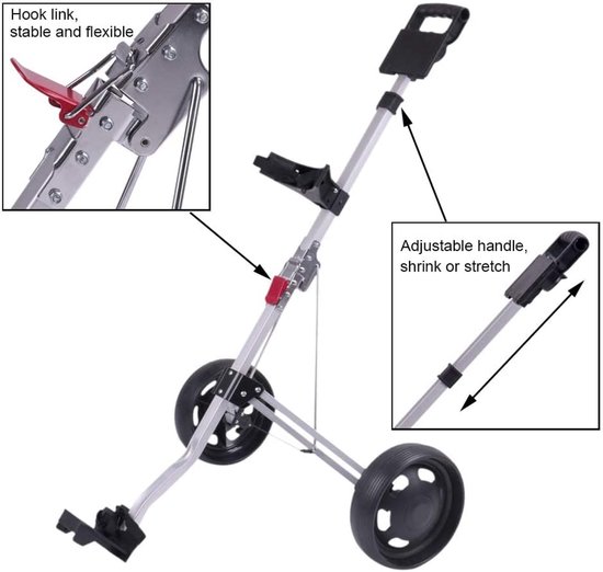 Golfkar Opvouwbaar - Golftrolley Push Pull - Golfen Lichter Maken - Lichtgewicht Aluminium Frame — afbeelding 4