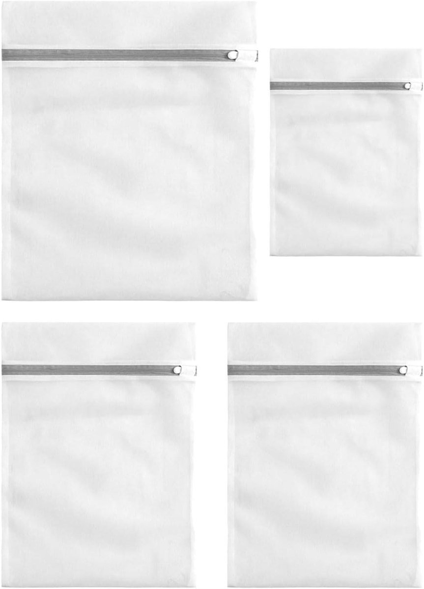 Waszakken Set - Kleding Netten - Kleding Beschermen - Met Ritssluiting - 4 Stuks - Wit