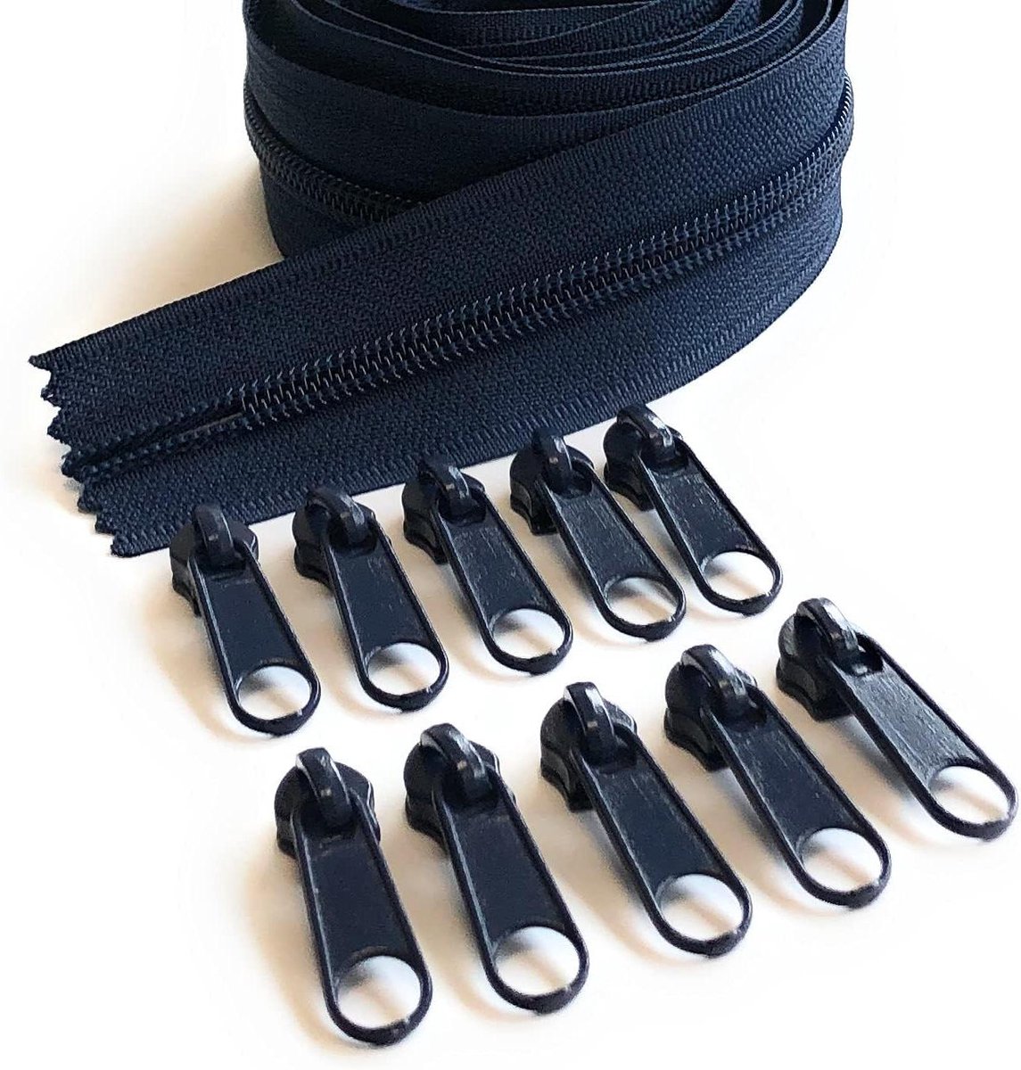 Nylon Rits op Rol - Ritsband met Schuivers - Kleding Repareren - Continue Lengte Verkrijgbaar - 5 meter - Blauw