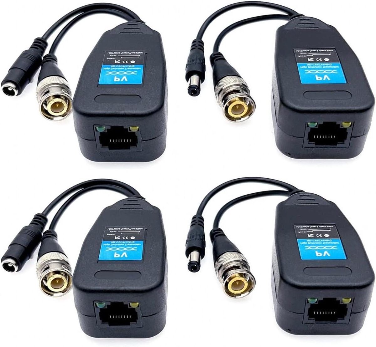 Video Balun RJ45 - BNC Zendontvanger - CCTV Beveiliging - HD Signaal Transmissie - 2 Paar - Zwart