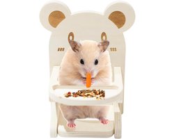 Hamster Stoel - Eetstoel Kooi Accessoire - Huisdier Voeren - Handgemaakt Hout - 12 x 10.5 x 15.7 cm - Houtkleur