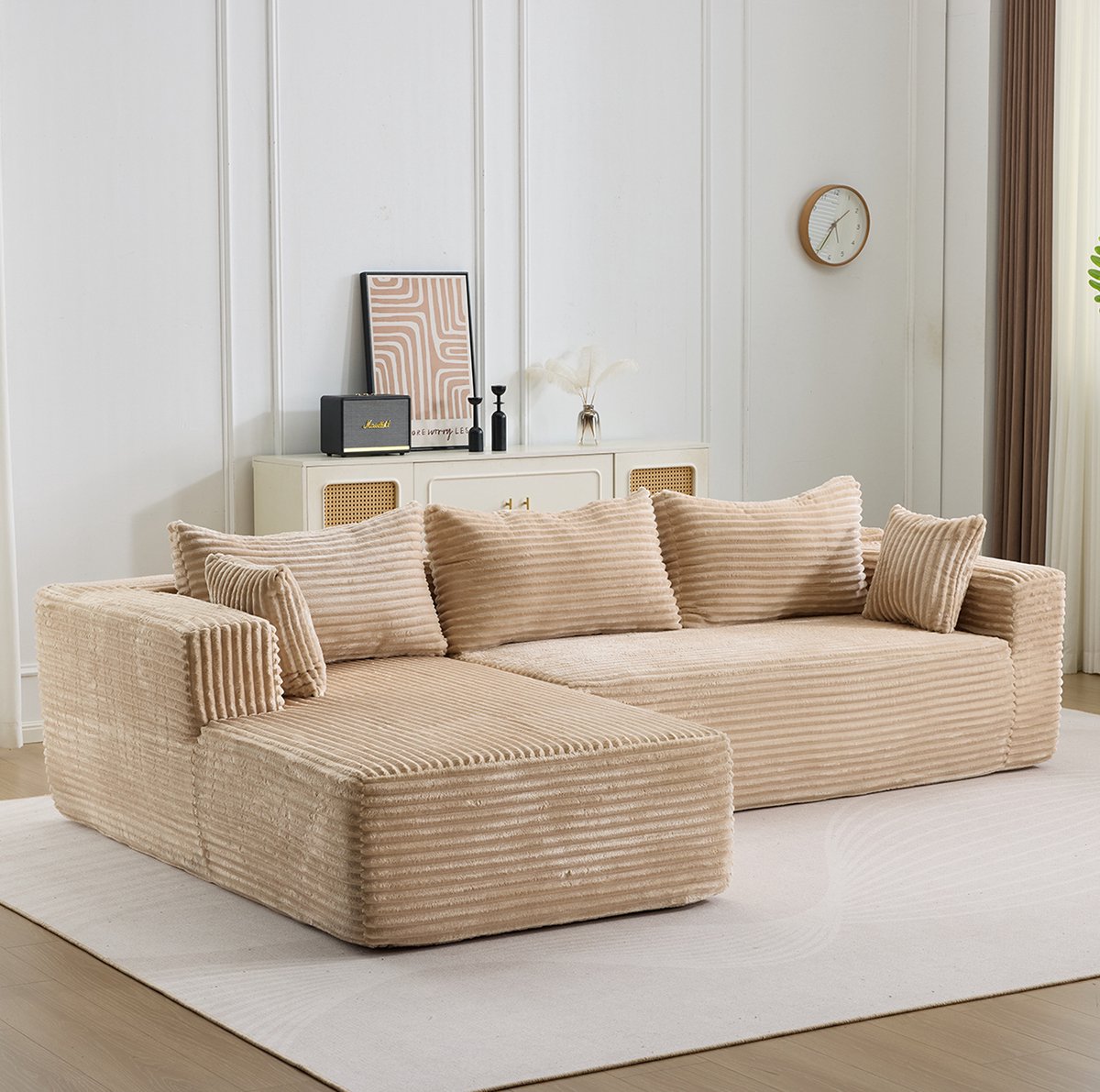 FloraGrace Hoekbank 279 x 179 x 83 cm - Modulaire L-Vorm Met Chaise Longue En Diepe Zittin