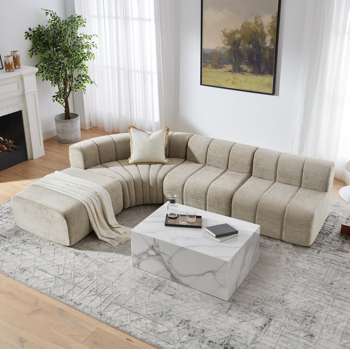 HAUSS SPOLE Hoekbank - Modulaire Loungebank - Vrij Combineerbaar Met Multifunctionele Modules - Voor Woonkamer En Lounge - Chenille Bruin