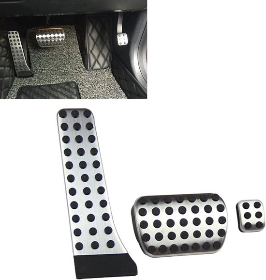 Set van 3 Antislip RVS Pedaal Opzetstukken voor diverse modellen: Rem en Gaspedaal — afbeelding 2