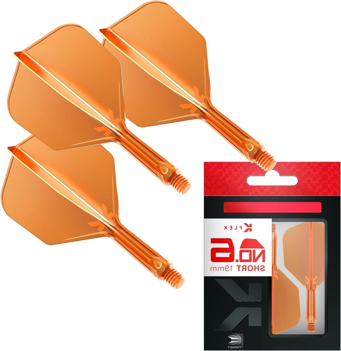 Dart Flights en Shafts - Geintegreerde Vluchten - Precisie Darts Werpen - 90 Graden Vluchthoek - Short 19mm - Oranje