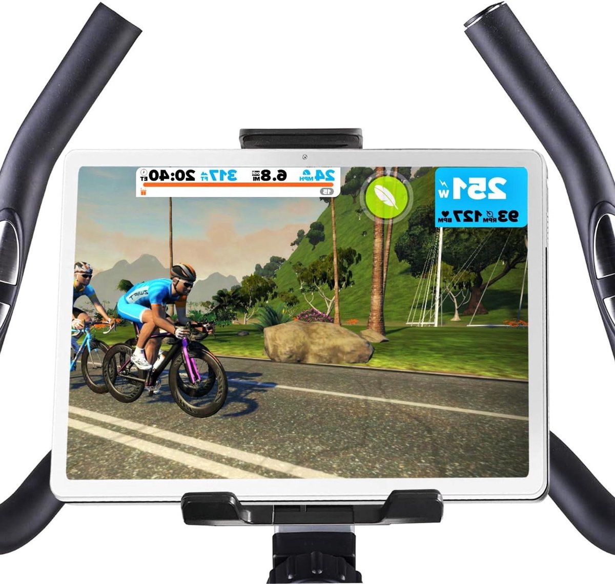 Tablethouder Hometrainer - Fietscomputer Houder - Tijdens Trainen - Universeel Stuurbevestiging - Tot 12 Inch - Zwart