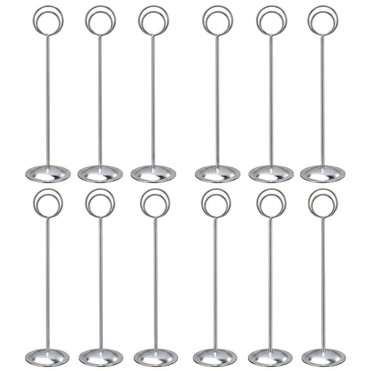 12 Tafelnummerhouders 30,5 cm Zilver Metaal, Kaart- en Nummerhouders voor Bruiloft, Restaurant en Evenementen, Geschikt voor Naamkaartjes, Menu’s en Foto’s