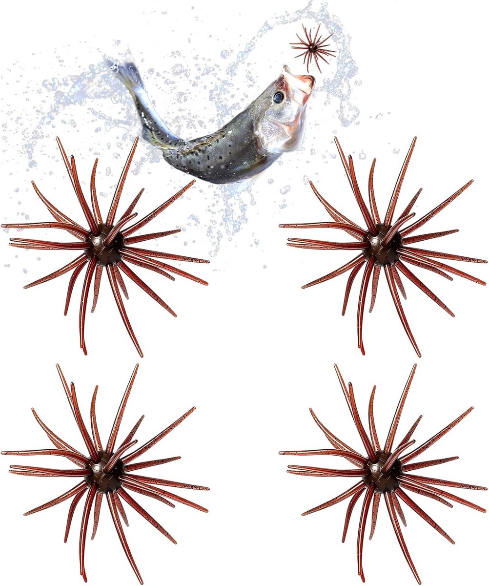 4Ops Floating Sea Urchin Soft Bait – een uiterst realistisch zee-egelkunstaas met tentakels, gemaakt van soepel TPE; ideaal voor het vissen op zeebaars en verticaal vissen op diverse vissoorten; een uniek, duurzaam en levensecht stuk kunstaas.
