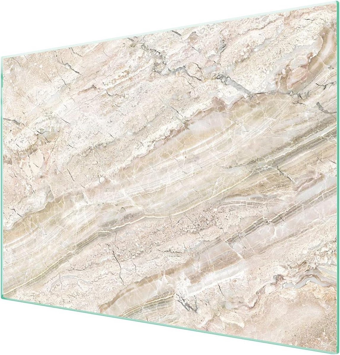 Afdekplaat Glas - Kookplaat Beschermer - Keuken Werkblad - Krasbestendig Gehard Glas - 70 x 52 cm - Marmer