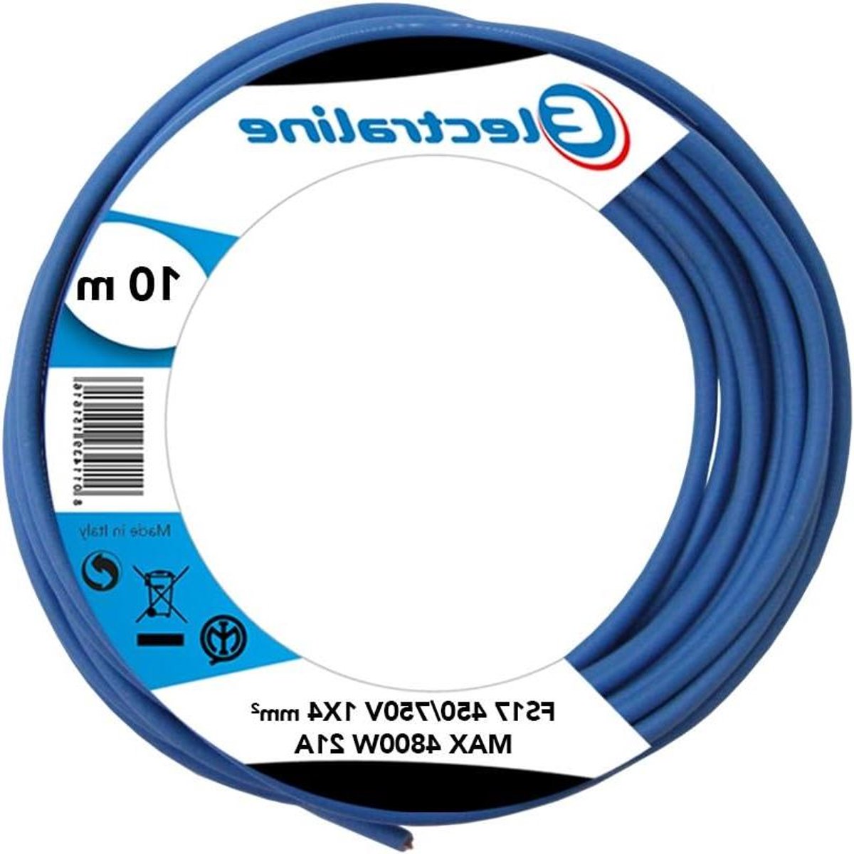 Aderkabel - Stroomkabel Elektra - Inbouw Installatie - DoP en CPR Gecertificeerd - 10 meter 4 mm² - Blauw