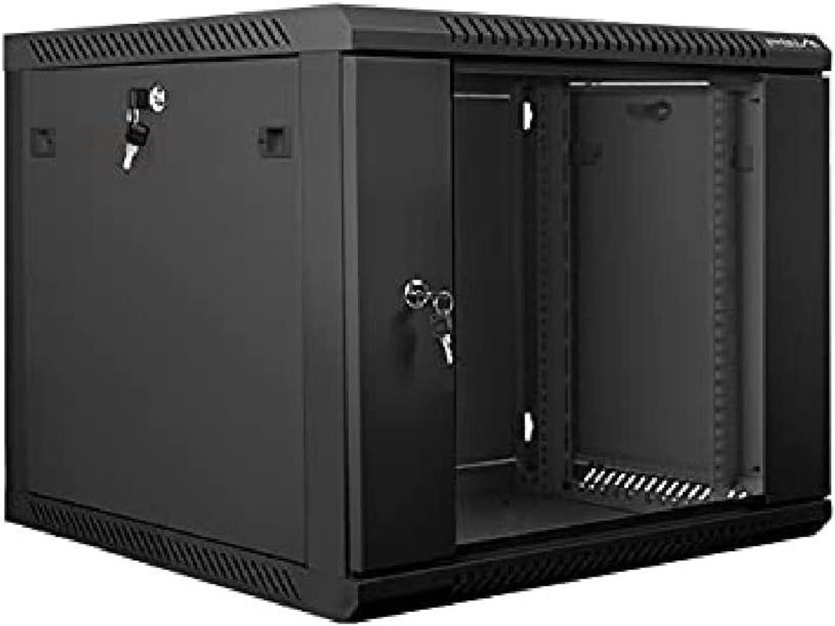 Rackkast - Serverkast Netwerkkast - Netwerkapparatuur Organiseren - Wandmontage Mogelijk - 9U 60x60x51cm - Zwart