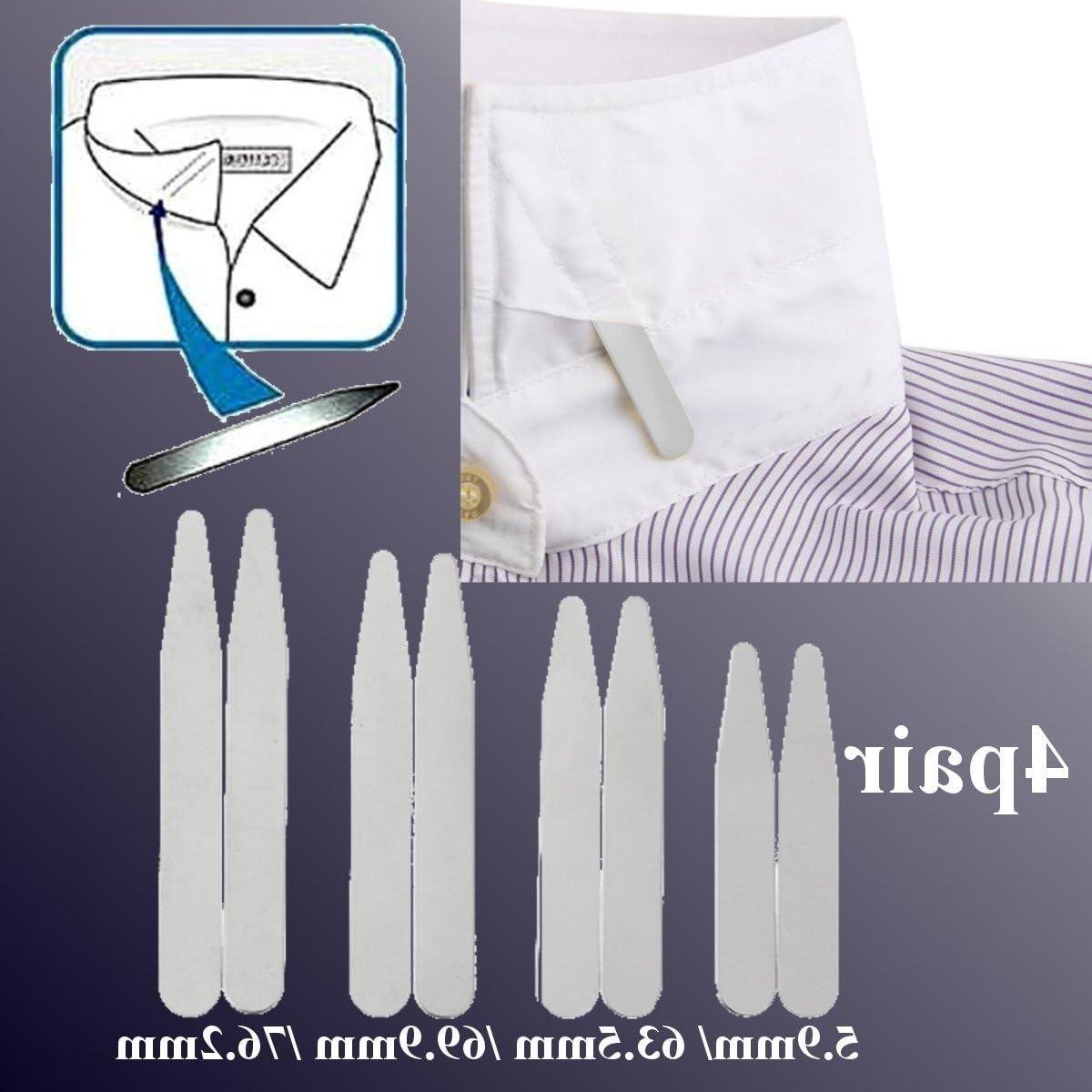 Kraag Verstevigers - Shirt Stijvers - Overhemden Strijken - Roestvrij Staal - 4 Maten Assortiment - Zilver