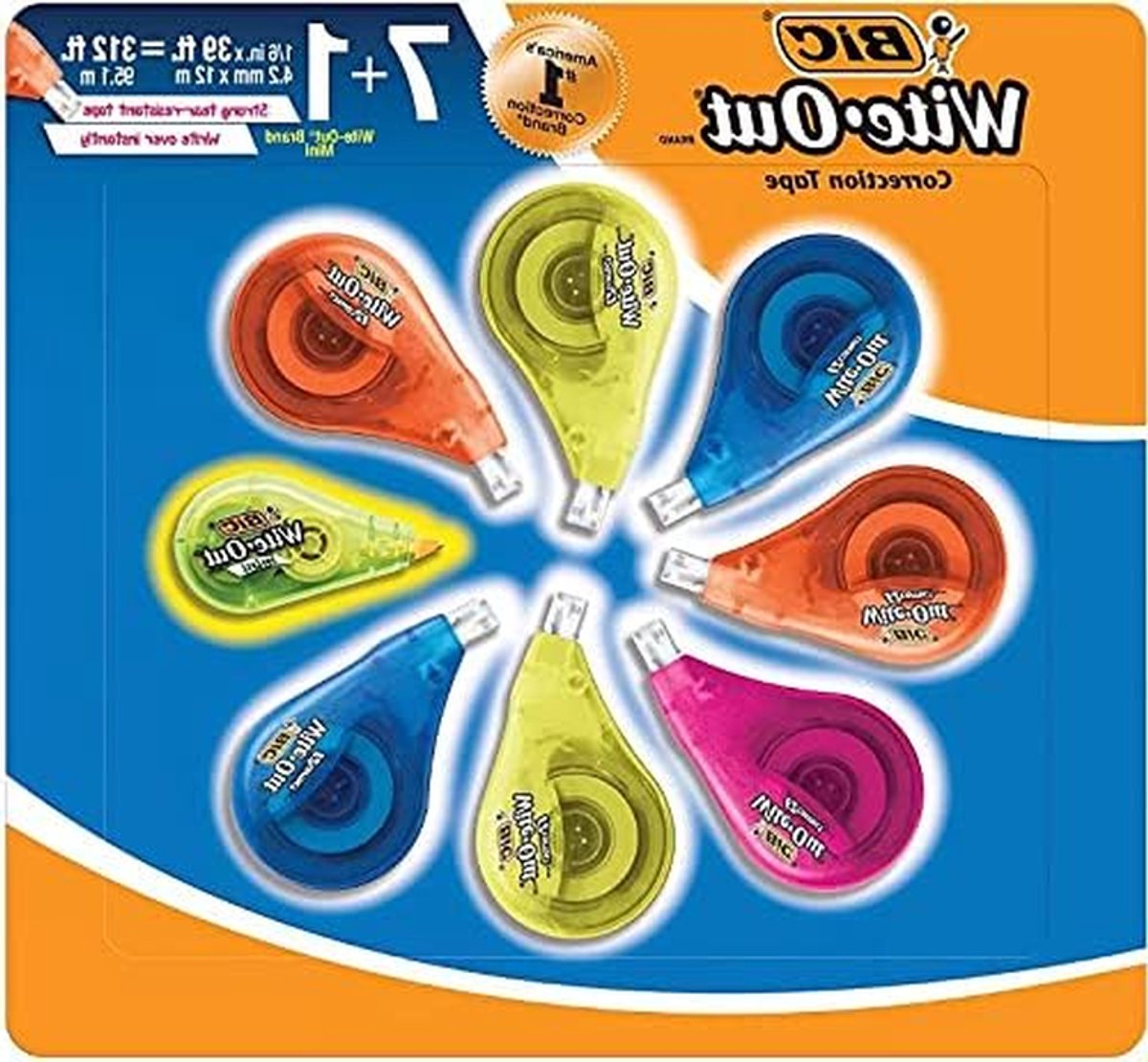 Correctie tape - Witte tape - Fouten herstellen - Scheurbestendig - 7 + 1 stuks - Wit