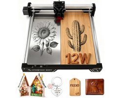 ATOMSTACK Swift 12W Lasergraveermachine Laser Engraving Machine - Lasergraveerder & Lasersnijder 300 × 300 mm, 0,01 mm Precisie, WiFi/Bluetooth/USB, voor Hout, Leer, Donker Acryl, Metaal, DIY Cadeaus, Huisdecoratie & Hobby