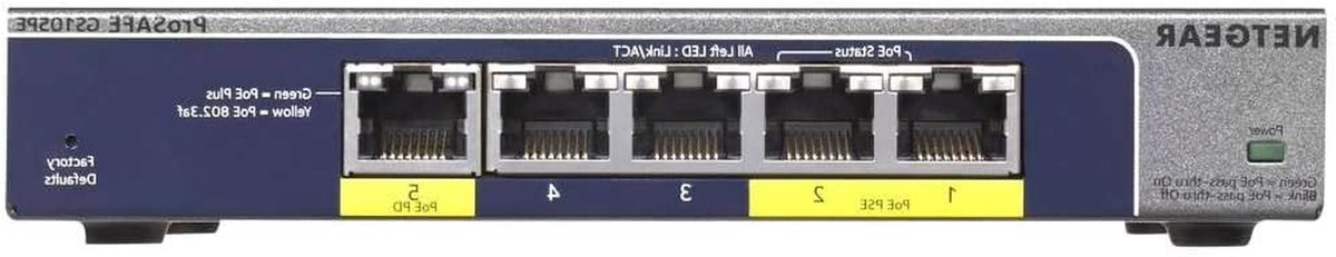 Netwerk Switch - PoE Switch Gigabit Switch - Netwerk Beheer - Stil Zonder Ventilator - 5 Poorten - Zwart