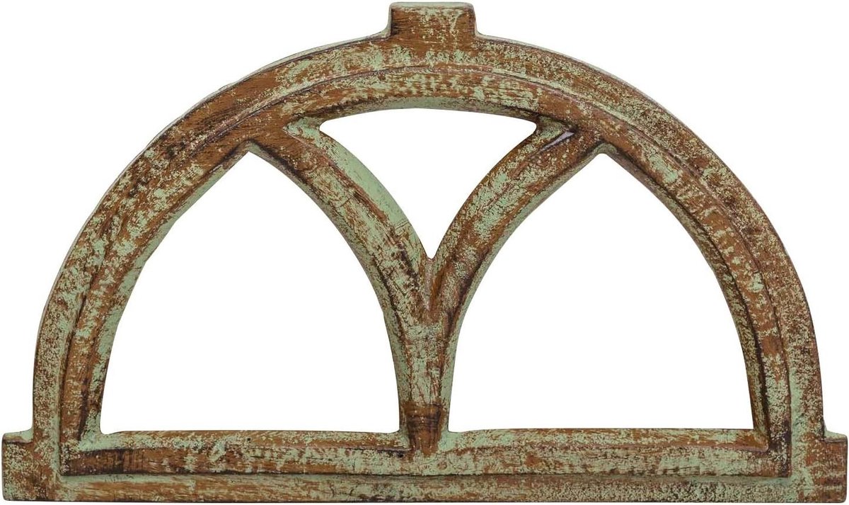 Schuurraam Antiek - Decoratieraam Tuinhuis - Decoratie en Bouw - Gietijzer Historisch Model - 41 x 24.5 cm - Groen