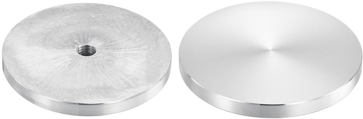 Aluminium schijven - Adapter voor glas - Meubelverbinding - Corrosiebestendig materiaal - 80 mm diameter - Zilver