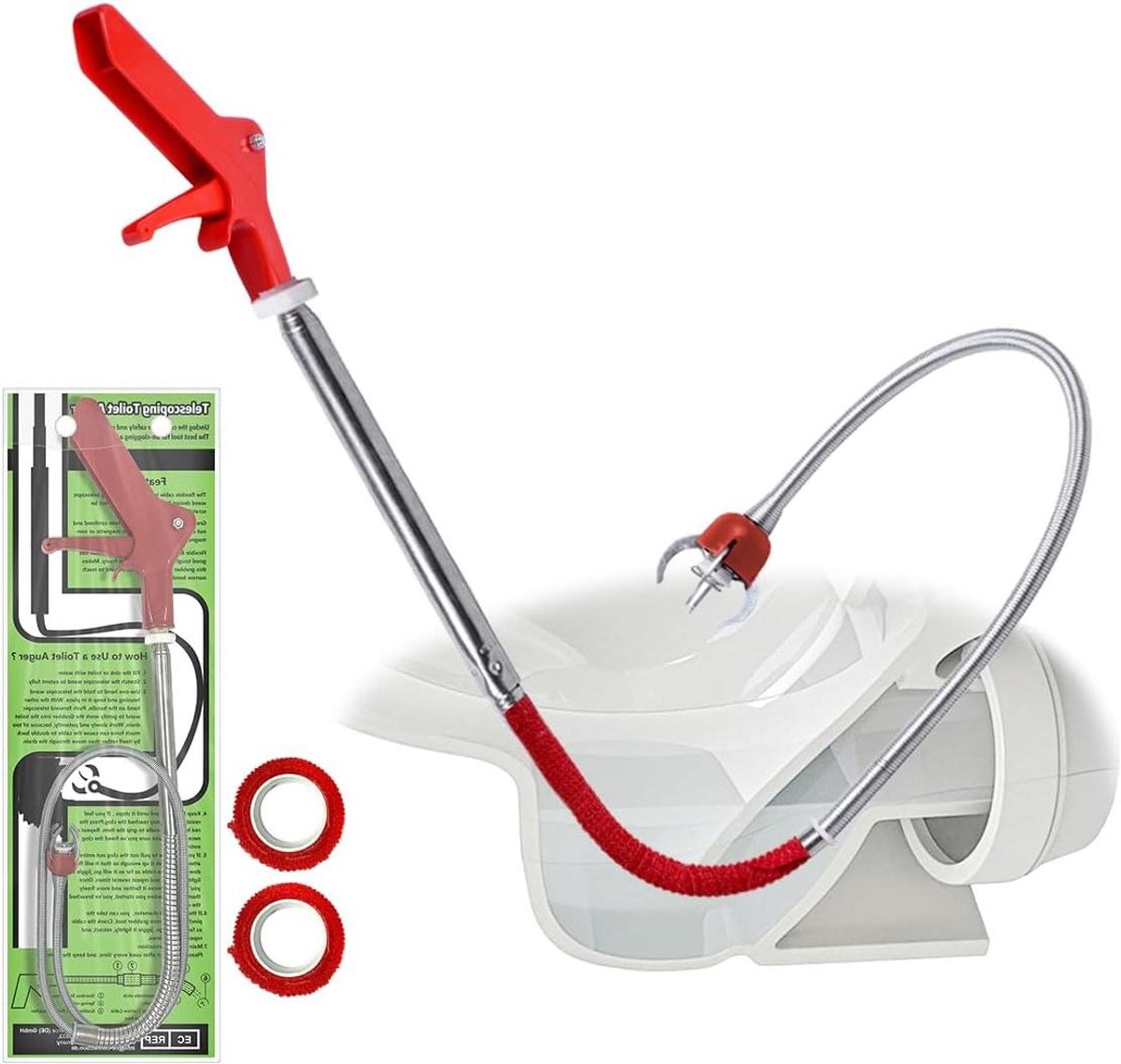 Toilet Ontstopper - Afvoer Ontstopper - Verstopping Verwijderen - Vierklauw Grip - 130 cm - Zilver