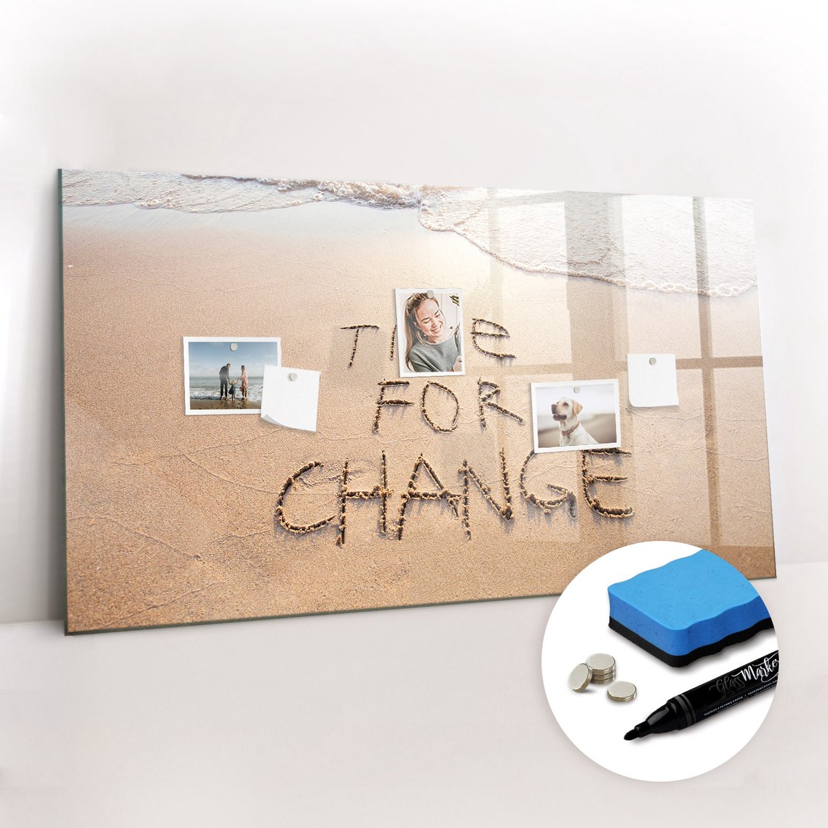 Tulup Whitebord - Strandcitaat - 120 x 60 cm - Veelkleurig Magnetisch Bord - Gratis 5 Sterke Magneten + Whiteboard Marker & Wisser - Organizer Muur - Magnetisch Wandbord - Planning Muur