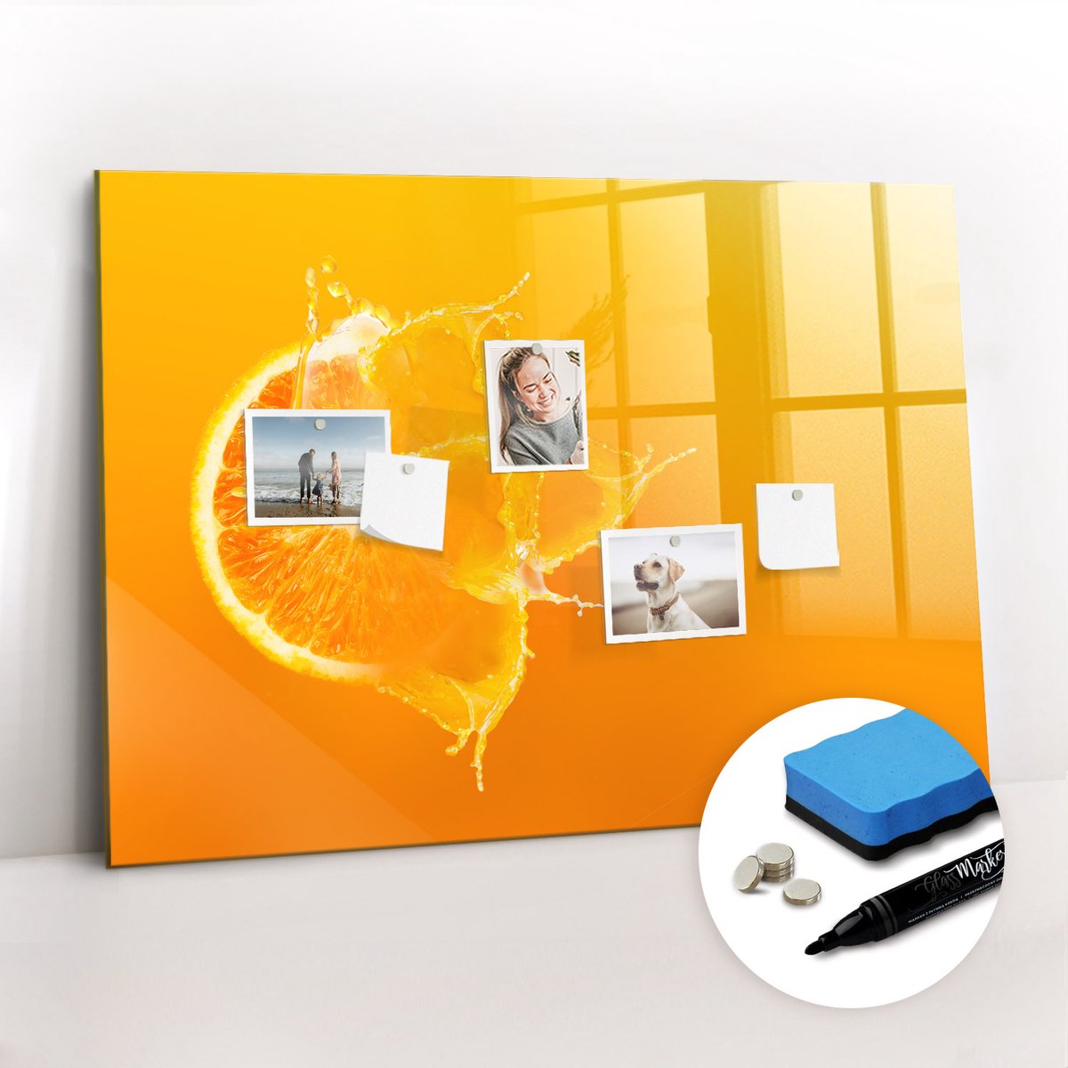 Tulup Whitebord - Oranje - 100 x 70 cm - Oranje Magneetbord Muur - Gratis 5 Sterke Magneten + Whiteboard Marker & Wisser - Organizer Muur - Memobord Magnetisch - Organiseer Je Bureau