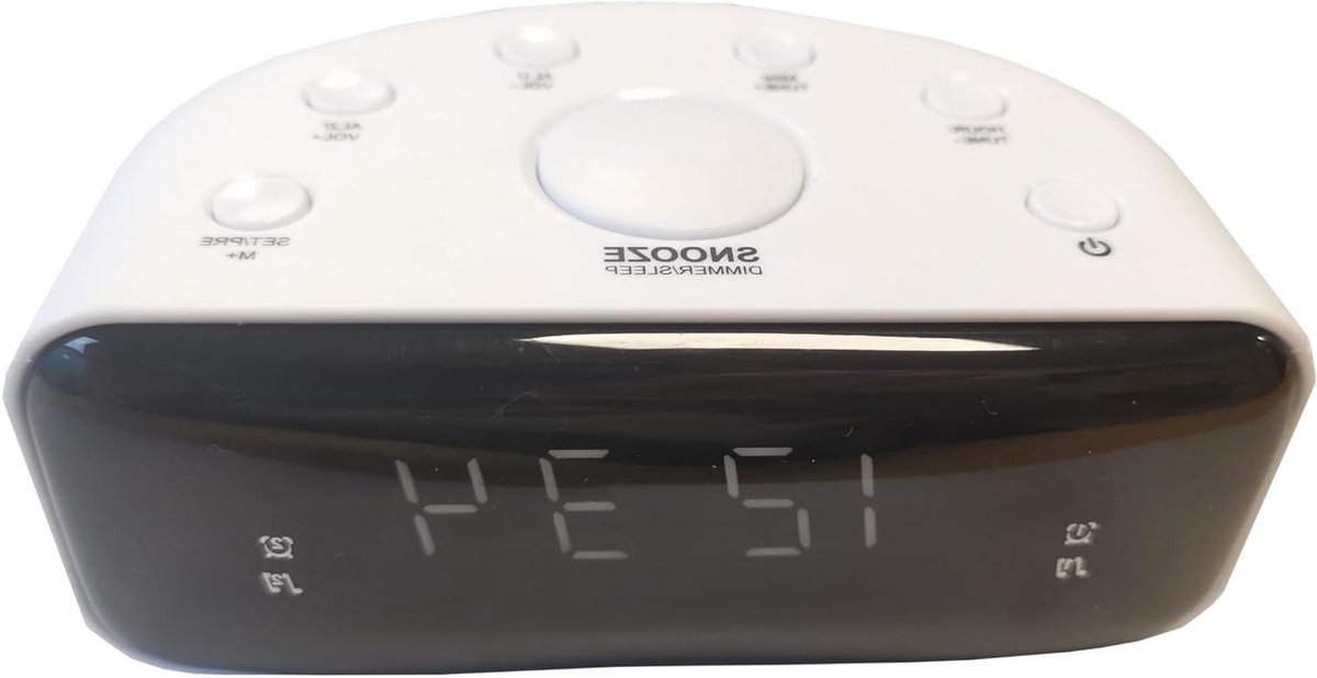 Wekker Radio - Digitale Klok Radio - Wakker Worden - Dubbele Alarm Functie - 12.5 x 5 cm - Zwart