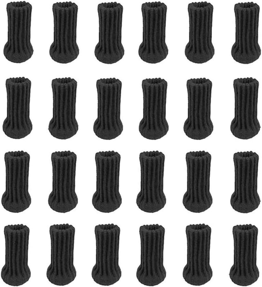 Stoel Been Sokken - Meubel Caps - Vloeren Beschermen - Gebreid Antislip Ontwerp - 24 Stuks - Zwart