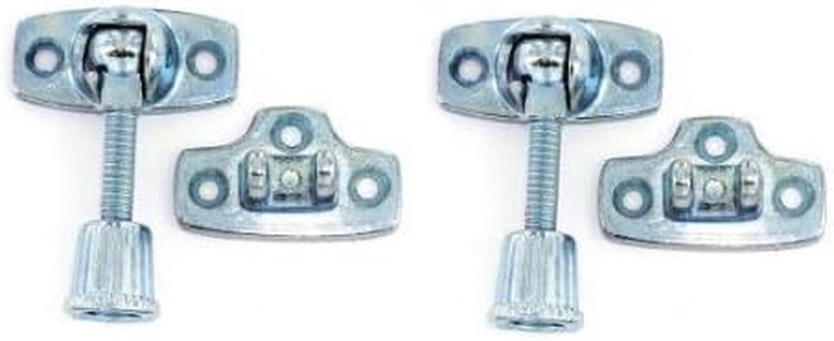 Venster Bevestigingen - Raambeveiliging Grendels - Kozijnen Afsluiten - Verzinkt Zink Materiaal - Twin Pack - Zilver
