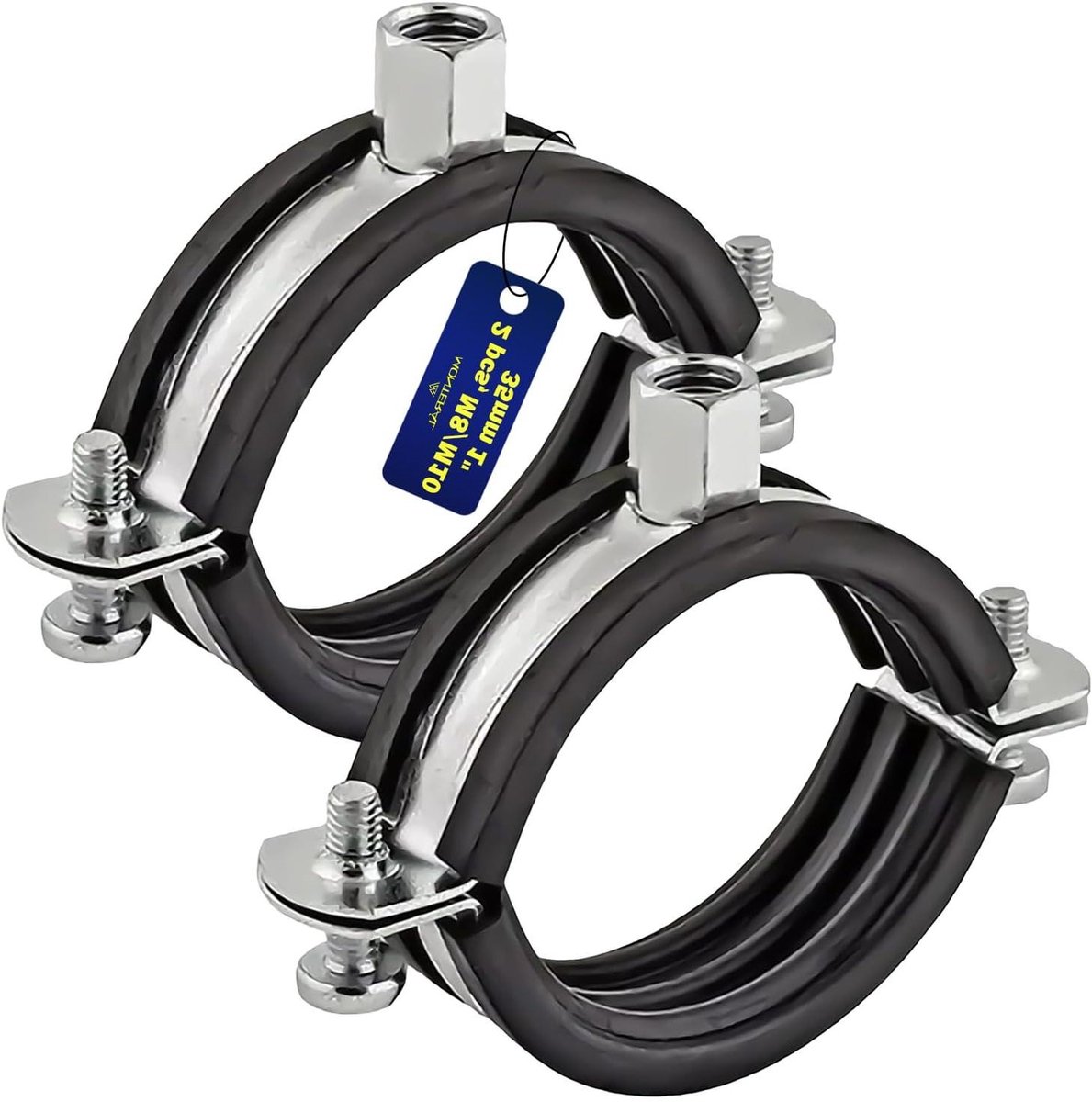 Versterkte Buisklem - Pijpklem Rubber - Installatie Leidingen - Met Rubberen Pakking - Ø 35 mm - Zilver